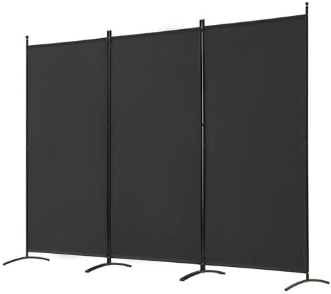 Spurgehom Raumteiler mit 3 Paneelen, faltbar, freistehend, Stoff, Raumpaneel, tragbare Raumteilung, Wandteiler für Zuhause, Büro, Restaurant, 259,1 cm B x 180,3 cm H (schwarz)