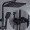 Yalsfowe Duschsystem mit Thermostat Schwarz Duscharmatur Set mit LED Temperatur-Anzeige, Regendusche mit armatur, 3 Funktions Handbrause, Duschkopf, Bidet Handbrause, Dusche Regendusche Set