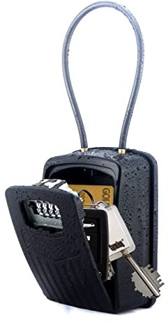 Cyrmiug Extra Large Key Storage Security Lock Box, Sturdy Waterproof Re-settable 4 Digit Combination Lock Box for House Key Doorknob Outside, to Share and Secure Keys for Home,Office,Garage etc