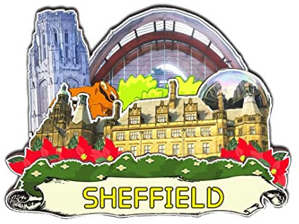Sheffield UK Kühlschrankmagnet, 3D-Klassischer Holz-Kühlschrankmagnet, Wahrzeichen, handgefertigt, Handwerk, Reisen, Souvenir, Geschenk, Sammlung, Dekoration -792