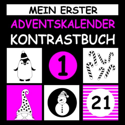 Mein erster Adventskalender Kontrastbuch für Babys unter 1 jahr: das Bilderbuch über Weihnachten für Neugeborene, Kleinkinder, Mädchen und Jungen 0-12 Monate