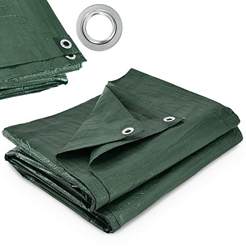 KADAX Bâche Imperméable en Polyéthylène et Polypropylène 90g/m2, Bache de Protection Robuste avec Oeillets en Métal Résistant (Vert, 3 x 3 m)