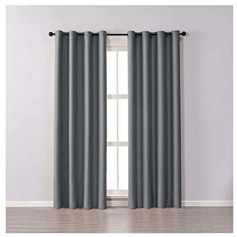 Aotiwe Gardinen 2er Set, Gardinen mit Schlaufen Esszimmer Einfarbig Dunkelgrau Polyester 132X214cm