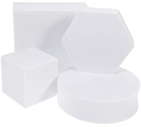 Abaodam Foto Requisiten aus Schaumstoff 4 Stück Geometrische Weiße Würfel Leicht und Pflegeleicht als Requisiten für Produkt und Kosmetikfotografie