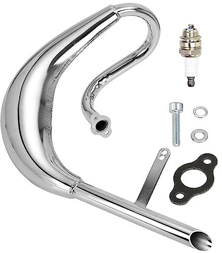 FVRITO Performance Silencieux d'échappement plaqué chrome pour chambre d'expansion 2 temps 50 cc 66 cc 80 cc 100 cc Moteur de vélo motorisé à gaz Argenté