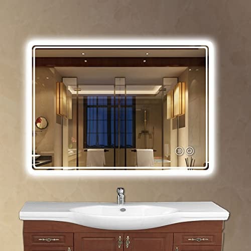 Plumbsys LED Badspiegel 100x70cm Badezimmerspiegel mit 3-Farben des Lichts Badezimmer Beleuchtung Antibeschlag Wandspiegel Touchschalter + Beschlagfrei + IP54 wasserdicht
