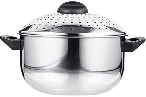 Nudeltopf aus Edelstahl for den Herd mit Siebdeckel, Spaghettitopf, Nudelkochtopf for Kochen von Nudeln, Nudeln, Gemüse oder Soße, silberfarben, 9,2 x 9,2 x 6,2 Zoll(16CM,23.5X16X15CM)
