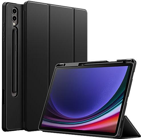 JETech Custodia per Samsung Galaxy Tab S10 Plus/Tab S9 Plus 12,4 Pollici con S Pen Holder, Morbida TPU Trifold Supporto Protettiva Tavoletta Cover, Supporta S Pen di Ricarica (Nero)