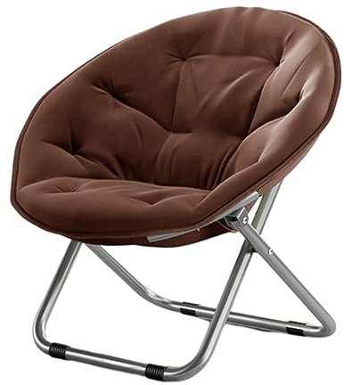 Cachpib Folding Chair Moon Chair Bedroom Chair Lightweight Saucer Chair Foldable Accent Chair with 125kg Load Capacity Reading Chair Lounge Chair for Bedroom Living Room Brown