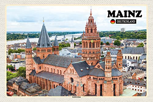 Blechschild 18x12 cm Mainz Kaiserdom Kiche Christentum Wand Deko Bar Kneipe Sammler Geschenk