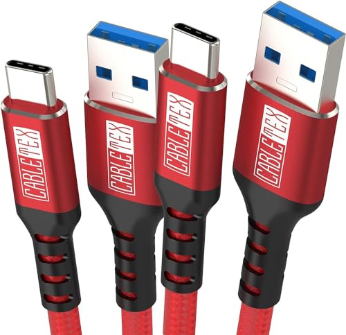 CABLETEX USB C Schnellladekabel 60W USB 3.2 Gen1 Typ A I SET: 3 Meter & 2 Meter Ladekabel Datenkabel für Computer und Smartphones