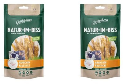 Christopherus Kausticks für Hunde, Hähnchen-Kausticks, Warmluftgetrocknet, Natur-Im-Biss, 70 g (Packung mit 2)