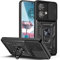 XCYYOO Cover per Motorola Edge 40 Neo, Custodia Antiurto con Scorrevole Fotocamera, Supporto di Anello Rotante e Bumper - Nero