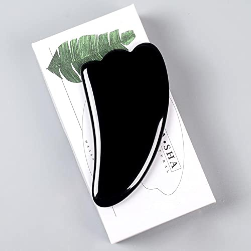 Schwarzer Obsidian-Werkzeug, Gesichtsroller, Gua-Sha-Werkzeug-Sets, Naturstein-Kristall-, Massage, Guasha-Werkzeug und Box LIUZIIHAYIN