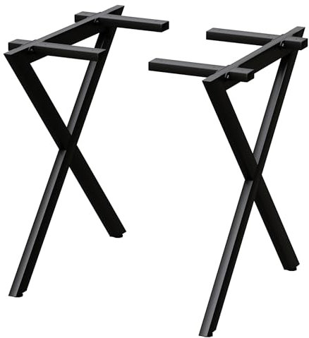 holz4home® X-Struktur Tischgestell aus Metall I Pulverbeschichtet Schwarz I 1 Paar (2 Stück)