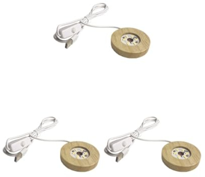 Lot de 3 lampes sur pied en bois pour support de boule en cristal Blanc 8 cm