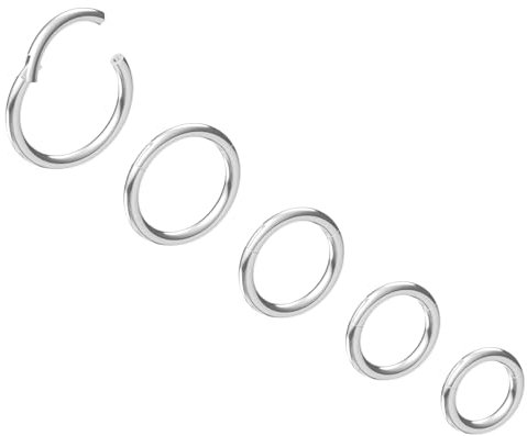 NewkeepsR Steel 5PCS-16g×6/7/8/9/10mm Tragus Helix Knorpel Lippenpiercing Ringe für Männer und Frauen, 1,2 mm Scharnier Clicker Nahtlose Nasenring Silber Sleeper Ohrringe
