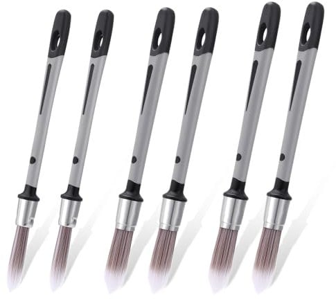 Invalidism 6 Pcs Paint Brush for Walls,0.45/0.6/0.7 inch Small Paint Brushes for Decorating,Trim Painting Tools,Small Round Paint Brushes for Baseboards,Corners,Edges,Narrow Areas,Touch Up