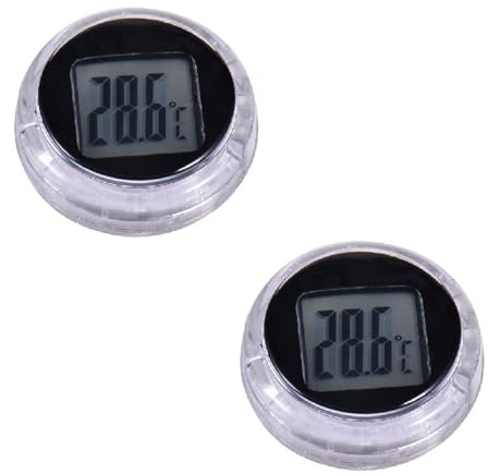 Huasean Lot De 2 Thermomètres De Moto, Thermomètre Numérique Universel Étanche Pour Guidon De Moto, Petit Thermomètre Rond À Coller, Pour Tableau De Bord De Voiture