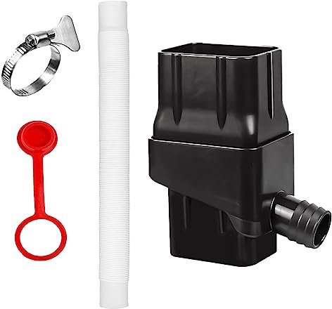 Regenwassersammler, Regenwasser Sammelsystem mit Schlauch und Gummistopfen Wasserumleitungssystem Regenwasser Diverter für 2 x 3 Fallrohre, für die Gartenbewässerung (Schwarz)