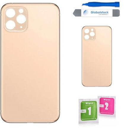 Globalstock Vitre arrière de Cache Batterie Remplacement - Coque Cache Batterie Compatible pour iPhone 11 Pro Or + adhésif et Kit Outils