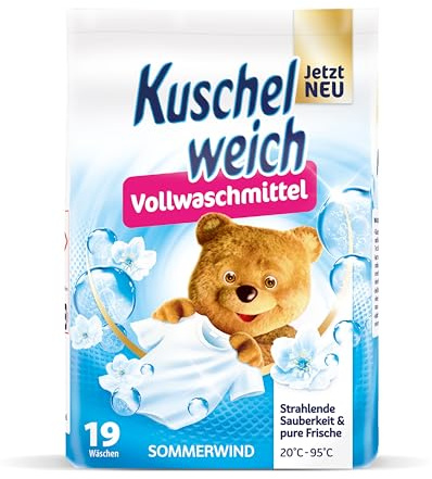 Kuschelweich Vollwaschmittel Pulver - für 19 Wäschen, hautverträglich, mikroplastikfrei, vegan - 1,2 kg - Sommerwind