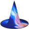 QGWDYYJQ Blauer Feuer-Basketball-Druck, Halloween-Hut, Hexenhut, Halloween, leuchtender Hut