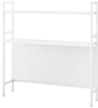 Jan Nowak Bücherregal für den Schreibtisch - Jenny | Schreibtischregal Metall mit 2 Regalböden, Lochplatte | Aufsatzregal Ideal für Büros und Kleine Räume | 95 x 98 x 22 cm | Weiß