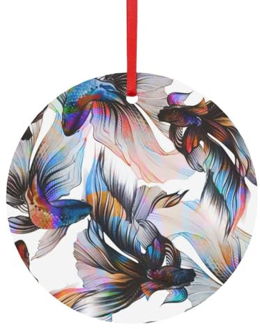 Runder Fisch-Anhänger aus Aluminium – festlicher Baumschmuck, leichte Urlaubsdekoration