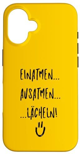 Hülle für iPhone 16 Anti Stress Büro lustig Antistress Einatmen Ausatmen Lächeln