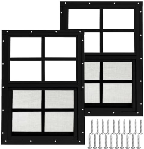 Schuppenfenster, 35,6 x 53,3 cm, bündiges Fenster, Schwarz