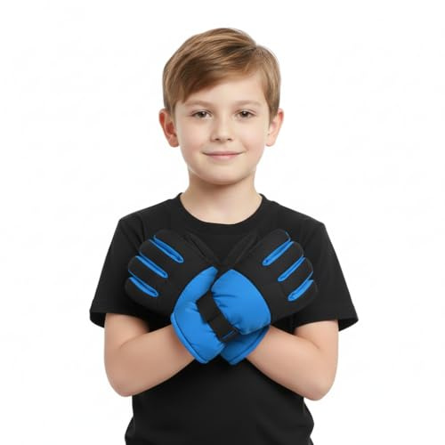 A2Z 4 Kids Jungen Ski Snowboarden Winter Handschuhe Winddicht Outdoor Sportarten Thermisch Vlies - Gloves 970 Blue 6-7
