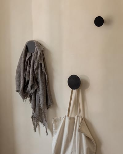 Metallbude Wandhaken LOU - 3er Set Rund/Schwarz - Minimalistisch, aus Metall - Vielseitig einsetzbar - ⌀ 8-12 cm