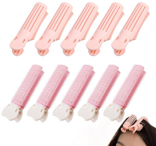 GUTERTOP 10 Stück Volumen Clips Haare, Rosa Haarspange für Mehr Volumen, Lockenwickler mit Klammern für Haarvolumen