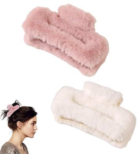 Weicher Plüsch Haarklammern,Plüsch-Haarklammer, starker Halt, rutschfeste Haarspangen für Teenager,Haarspangen für Frauen (2PCS)