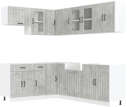 vidaXL 11-TLG. Küchenschrank-Set Lucca Betongrau Holzwerkstoff