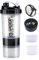 600ml 3-Layer Protein Shaker Bottle with Steel Mixing Ball, Leak-Proof & BPA-Free, Sports Water Bottle Includes Storage Compartment for Supplements, Easy-Clean Design for Gym & Sports (Black)