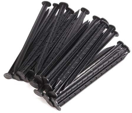 Pullmer Chiodi in plastica da 25 cm, ancoraggi per giardino, picchetti per bordo prato, ancoraggio a terra in plastica, chiodi di fissaggio (50 pezzi)