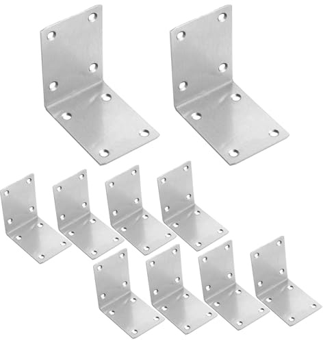 Wopanxye 10pcs Right Angle Brackets for Wood, 50x70x70mm, 90° Corner Bracket, Heavy Duty Galvanized Steel Sheet L Brace Connector Joint for Small DIY Furniture Fixation Fixing Table Shelf Chair Desk