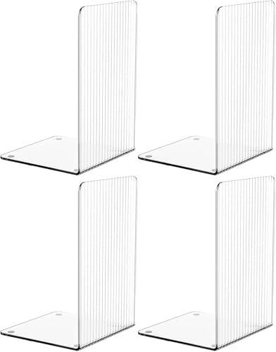 Deefongo 4Pcs Klarer Buchstützen,Buchständer aus Acryl,Transparente Dekoration,Buchstütze für Büro Schule Bibliothek für Bücher und Heimbürobedarf