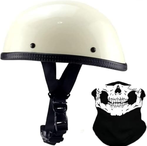 STTTBD Halbschalenhelm mit DOT/ECE Jethelm Retro Schnellverschlussschnalle Motorrad Halbhelm Brain-Cap Halbschalen Chopperhelm Vintage Rollerhelm A,S=54-56cm