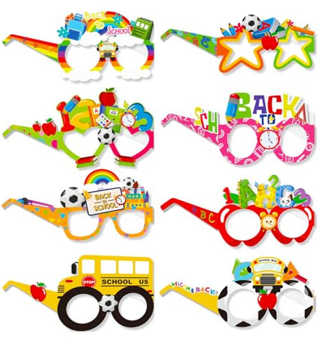 Schulkind Deko 2025, 8 Stück Schulanfang Schulkind Brille,Einschulung Junge Mädchen,Schuleinführung Für Jungen Einschulungsdeko Party,Geschenke Partygeschirr Accessoires,Brille Geschenk Partybrille