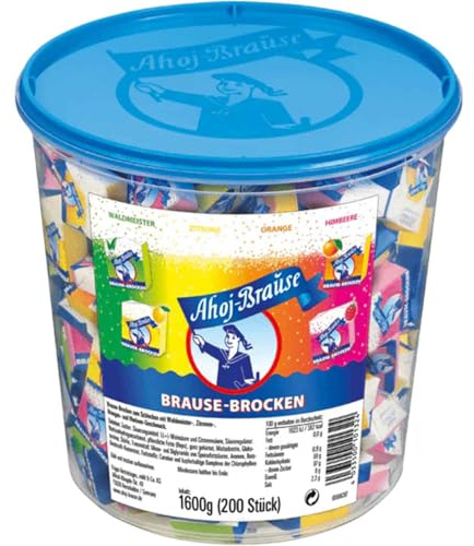 1,6 kg Ahoj-Brause Bonbon Brocken Eimer 200 einzeln verpackte Brausewürfel
