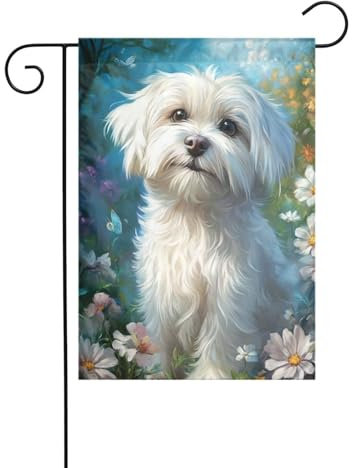 Malteser Hund Garten Flagge 12 x 18 vertikal doppelseitig Bauernhaus Urlaub Außendekorationen