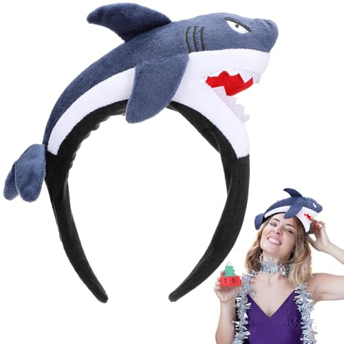 Dimeho Plüschtier Ohren und Hörner Stirnband Lovely Shark Stirnbänder Niedlich Festival Thema Party Cosplay Kostüm Kopfbedeckung Haarreifen Blau