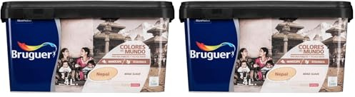 Bruguer Colores del Mundo Pintura para paredes monocapa Nepal Beige Suave 4 L (Paquete de 2)