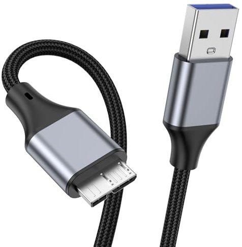 KAYQINHO Micro USB 3.0 câble 0.5M, USB A mâle à Micro B câble disque dur compatible avec Galaxy S5, Note 3, Toshiba Canvio, caméra, disque dur.