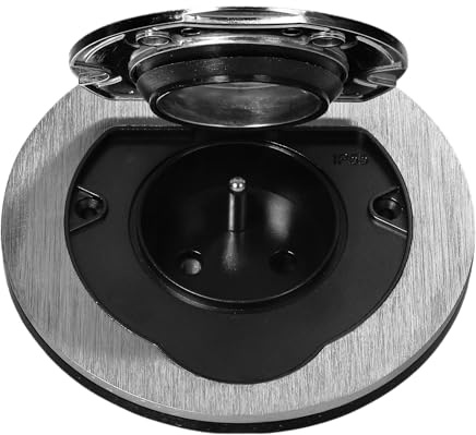 MIRATIC Prise de Courant Encastrable Plan de Travail Cuisine et Bureau Ronde IP55 Étanche avec Clapet de Protection Prise Électrique Murale Type E 16A 3680W Extérieur et Intérieur (aluminium brossé)