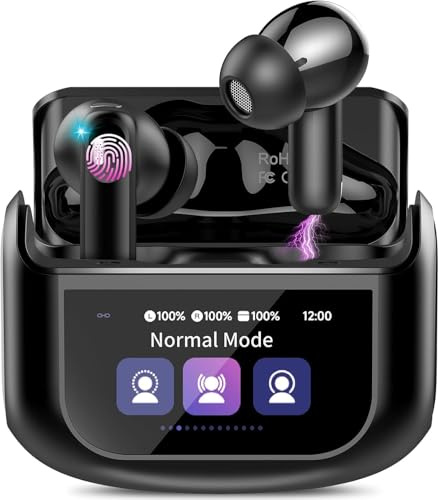 2026 Cuffie Bluetooth, 48 Ore Auricolari Bluetooth 5.4 Touch Screen, ANC/ENC Cancellazione Rumore Cuffie Senza Fili, 5 Equalizzatore, Stereo Hi-Fi Cuffie Wireless, IPX7 Impermeabile Cuffiette Nero
