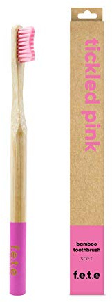 f.e.t.e | Tickled Pink Bamboo Toothbrush | Biodegradable & Compostable Handle | Recyclable Soft Bristles | Sustainable | Vegan